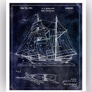The Oliver Gail Artist Co. Vintage Sailing Ship Blueprint Art Print